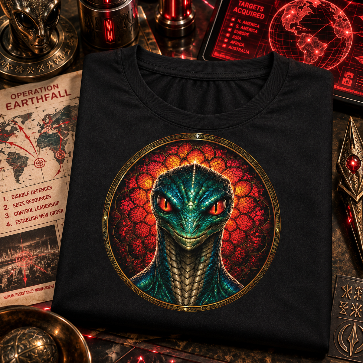 WeirdCreepyDesigns Ancient Alien Gods The Reptilians Graphic T-Shirt – Unisex