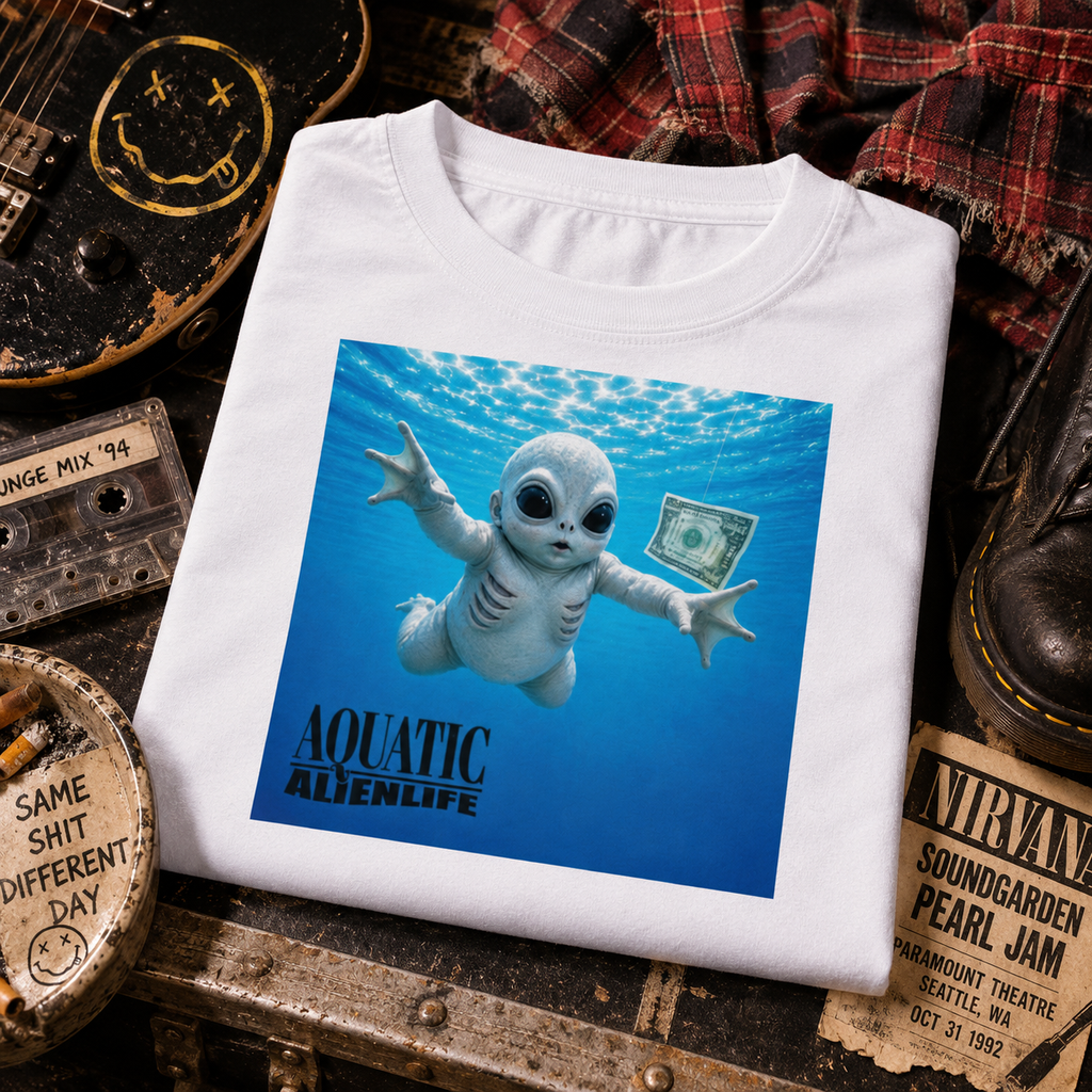 WeirdCreepyDesigns Alien Albums Aquatic Alien Life Graphic T-Shirt – Unisex