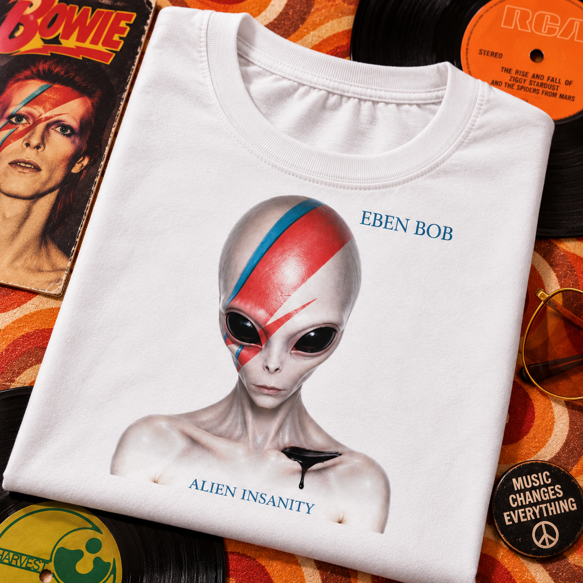 WeirdCreepyDesigns Alien Albums Eben Bob Alien Insanity Graphic T-Shirt – Unisex