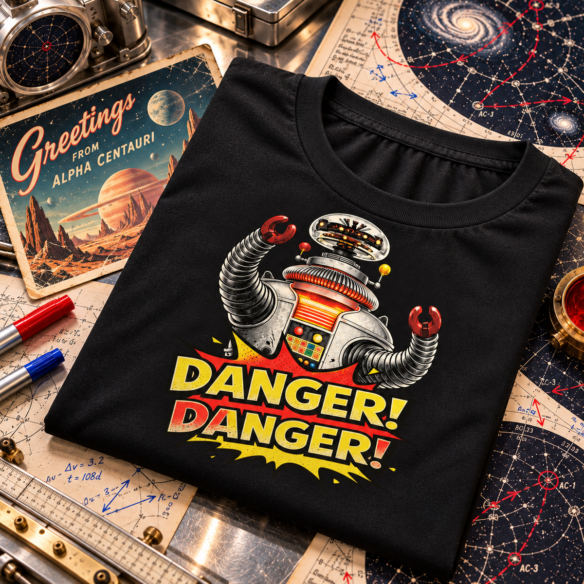 RETRO-BOT-02  Retro 60s Sci-Fi Vintage Graphic Tee