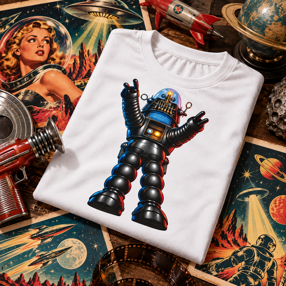 RETRO-BOT-03  Retro 50s Sci-Fi Vintage Graphic Tee