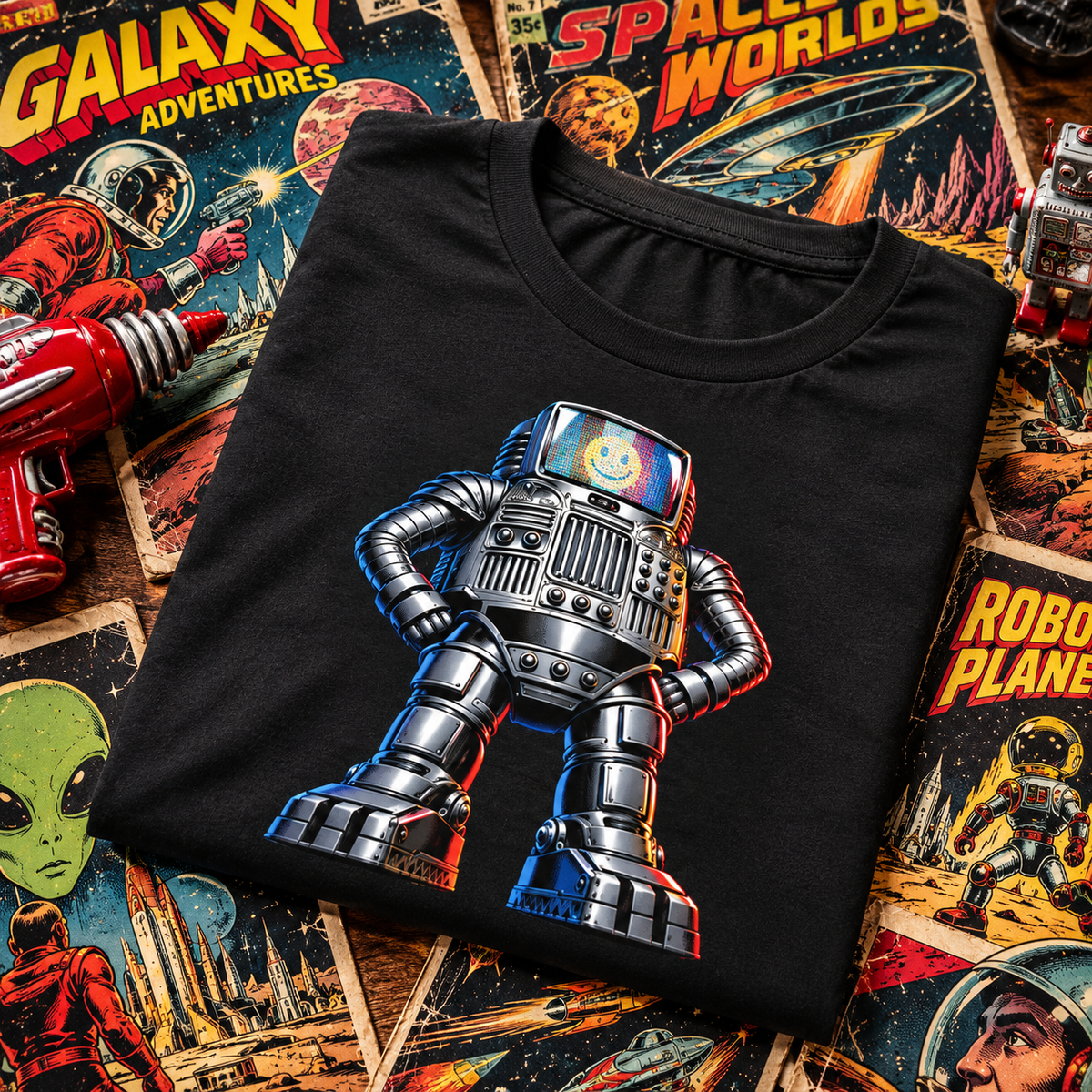 RETRO-BOT-05  Retro 70s Sci-Fi Vintage Graphic Tee