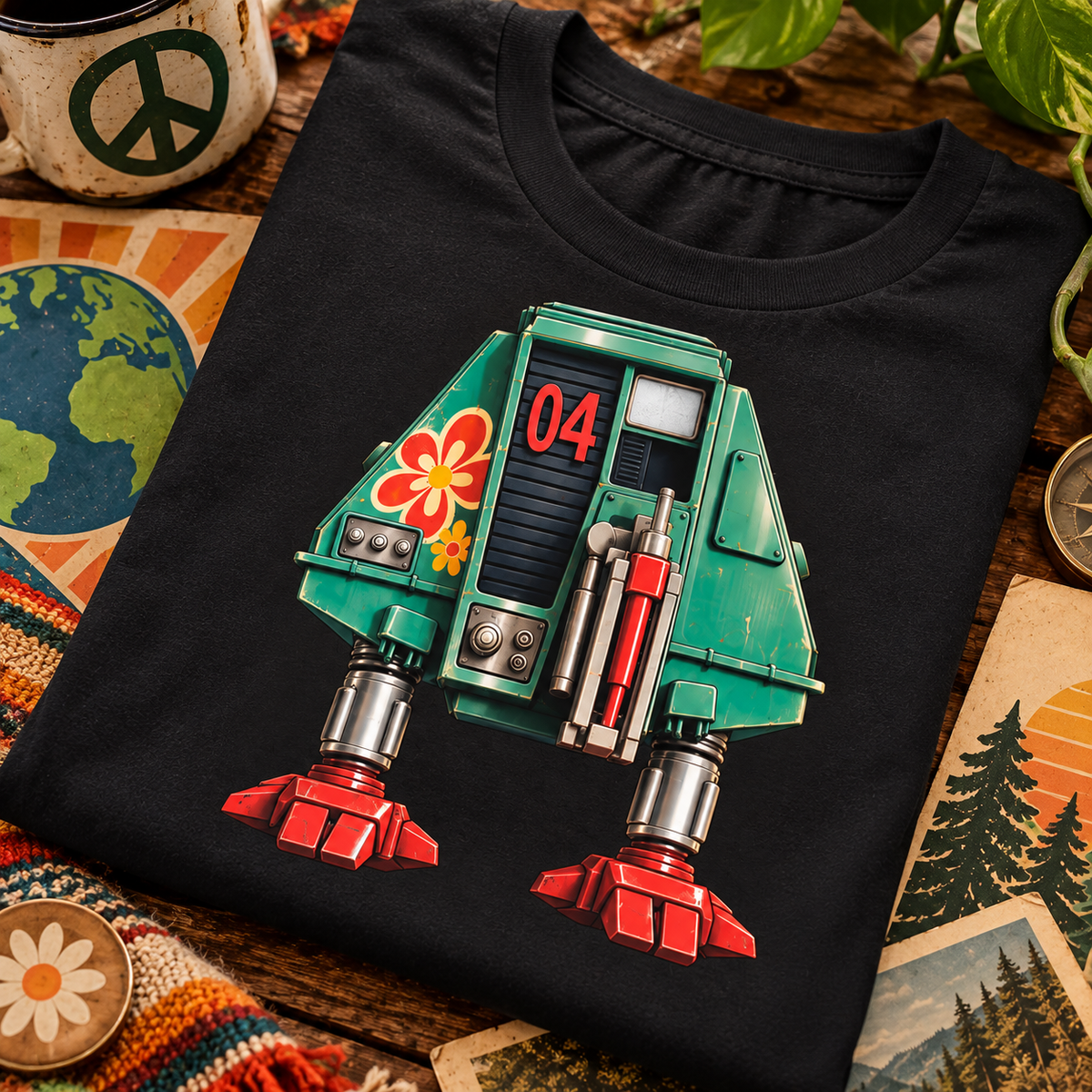 RETRO-BOT-04  Retro 70s Sci-Fi Vintage Graphic Tee