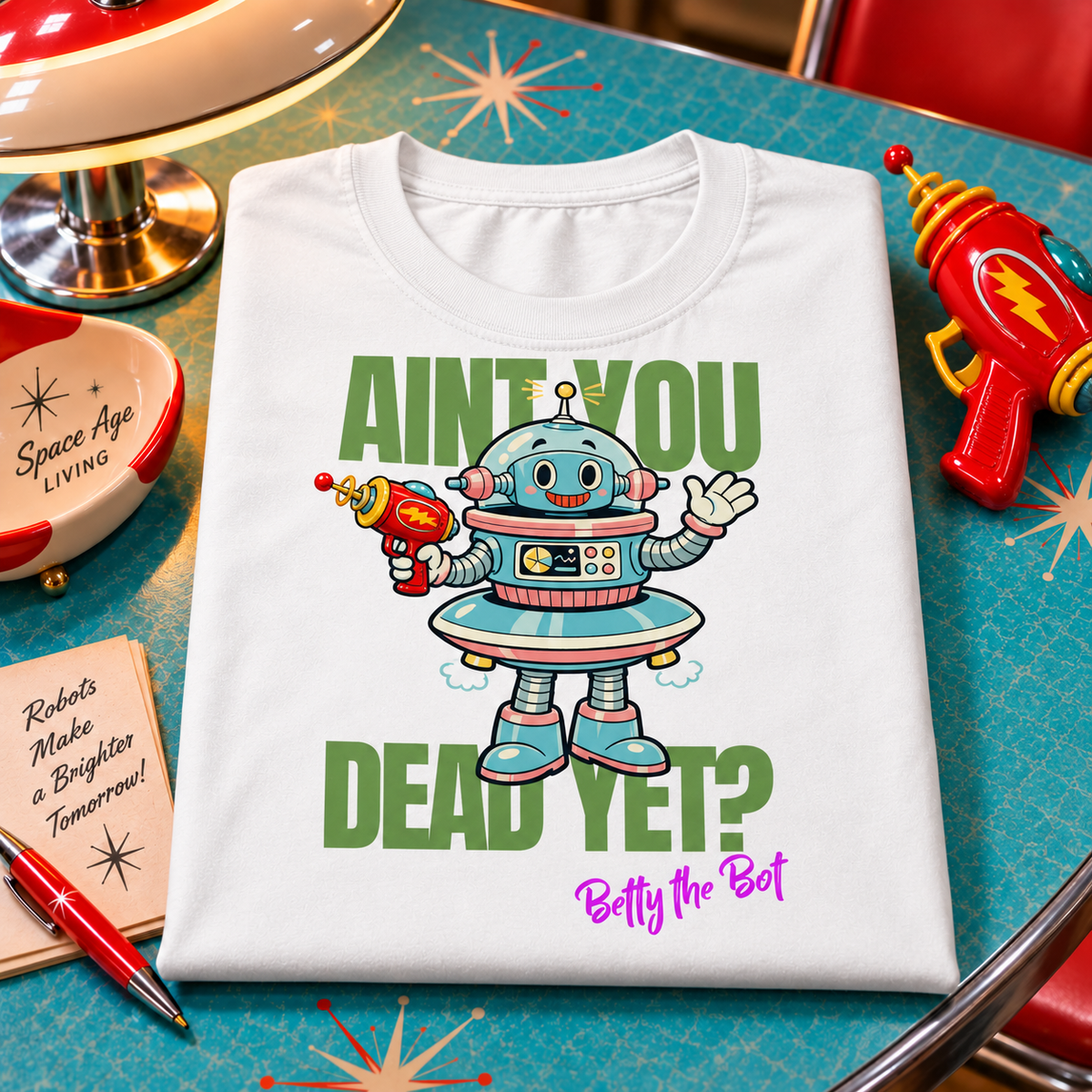 WeirdCreepyDesigns Betty the Bot Ain't You Dead Yet Graphic T-Shirt – Unisex