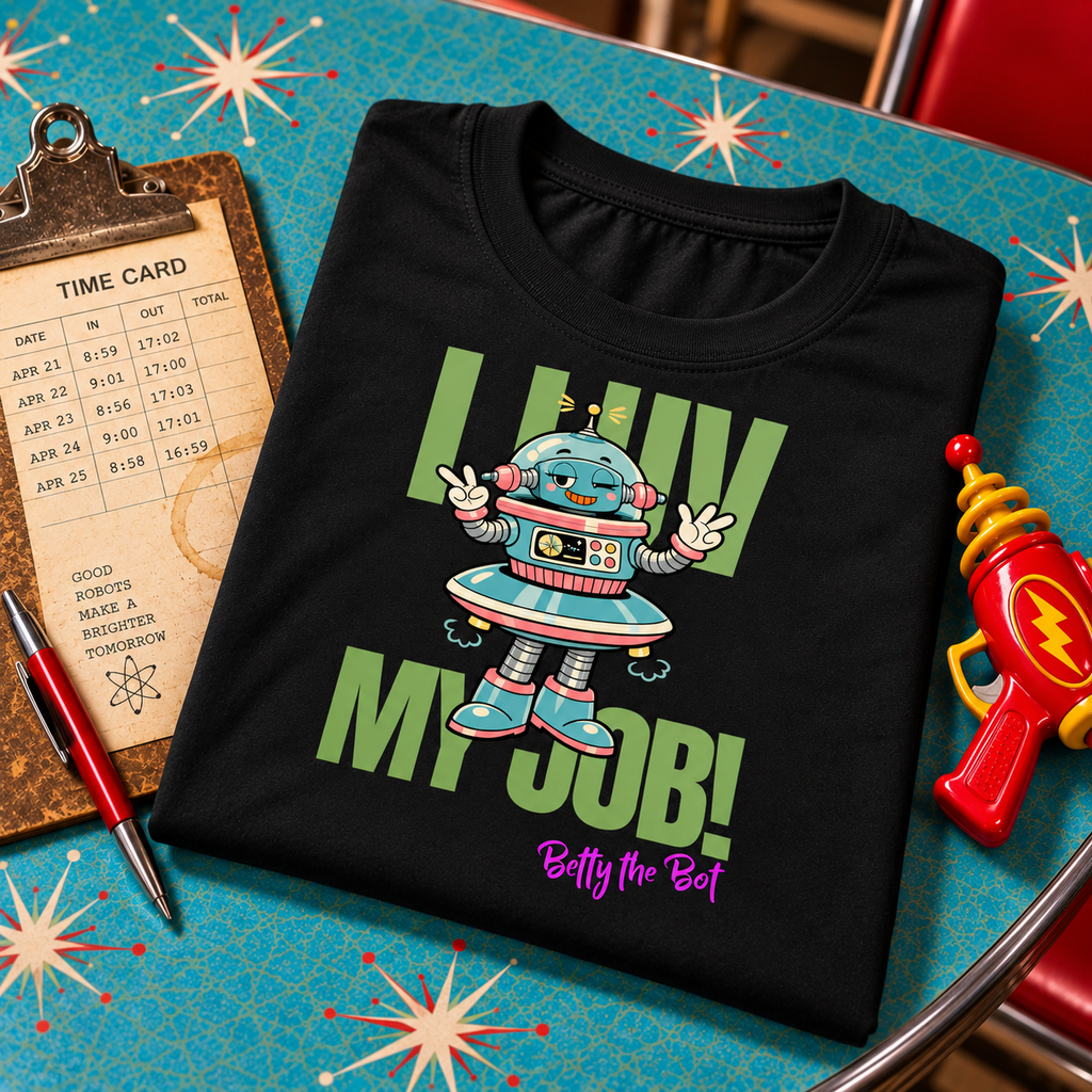 WeirdCreepyDesigns Betty the Bot I Luv My Job Graphic T-Shirt – Unisex