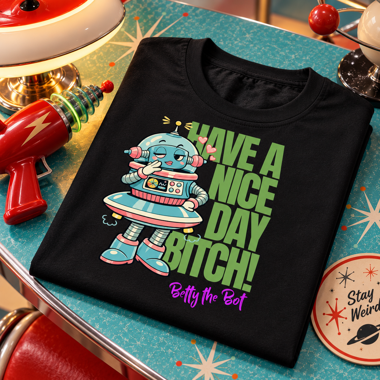 WeirdCreepyDesigns Betty the Bot Have a Nice Day B Graphic T-Shirt – Unisex