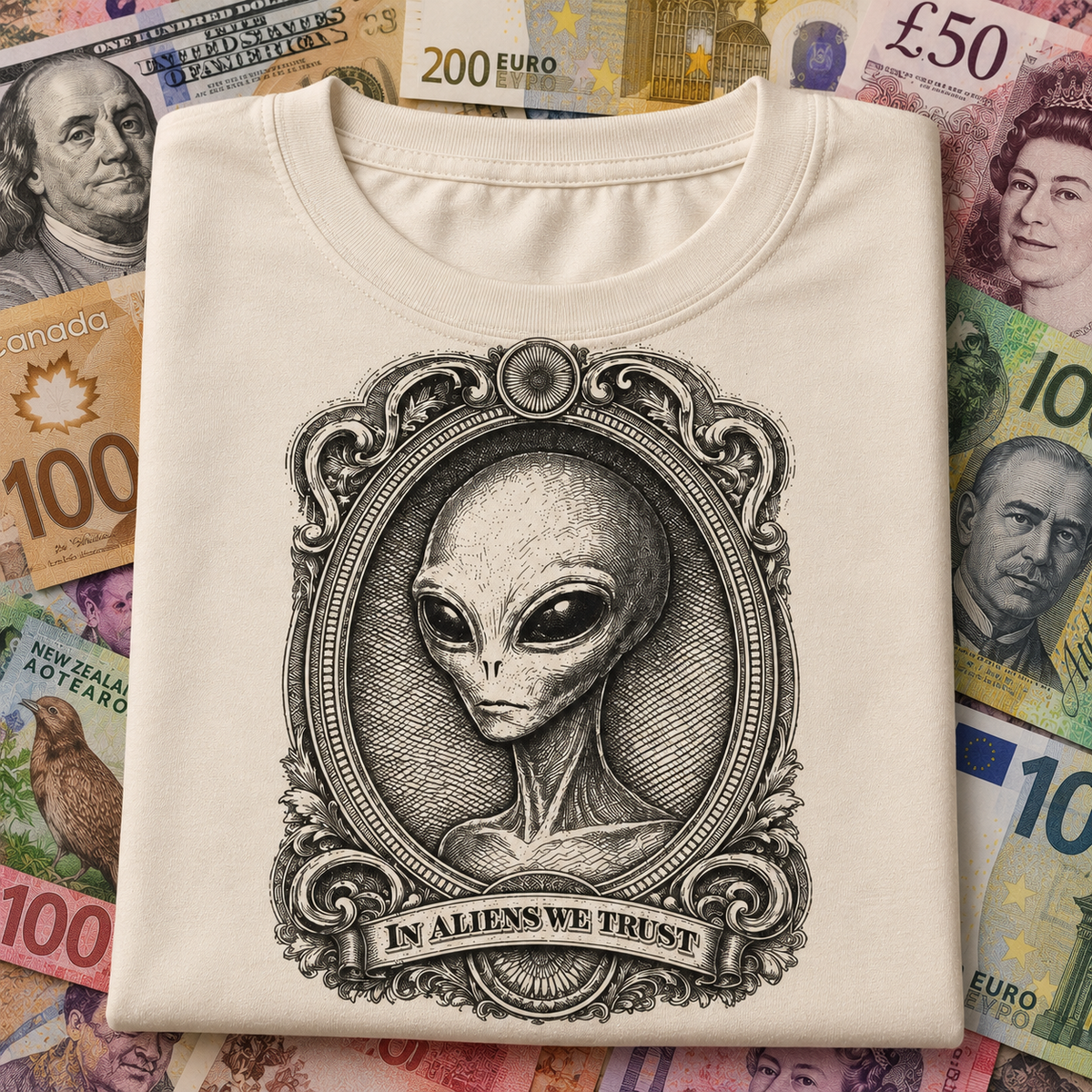 WeirdCreepyDesigns In Aliens We Trust Graphic T-Shirt – Unisex