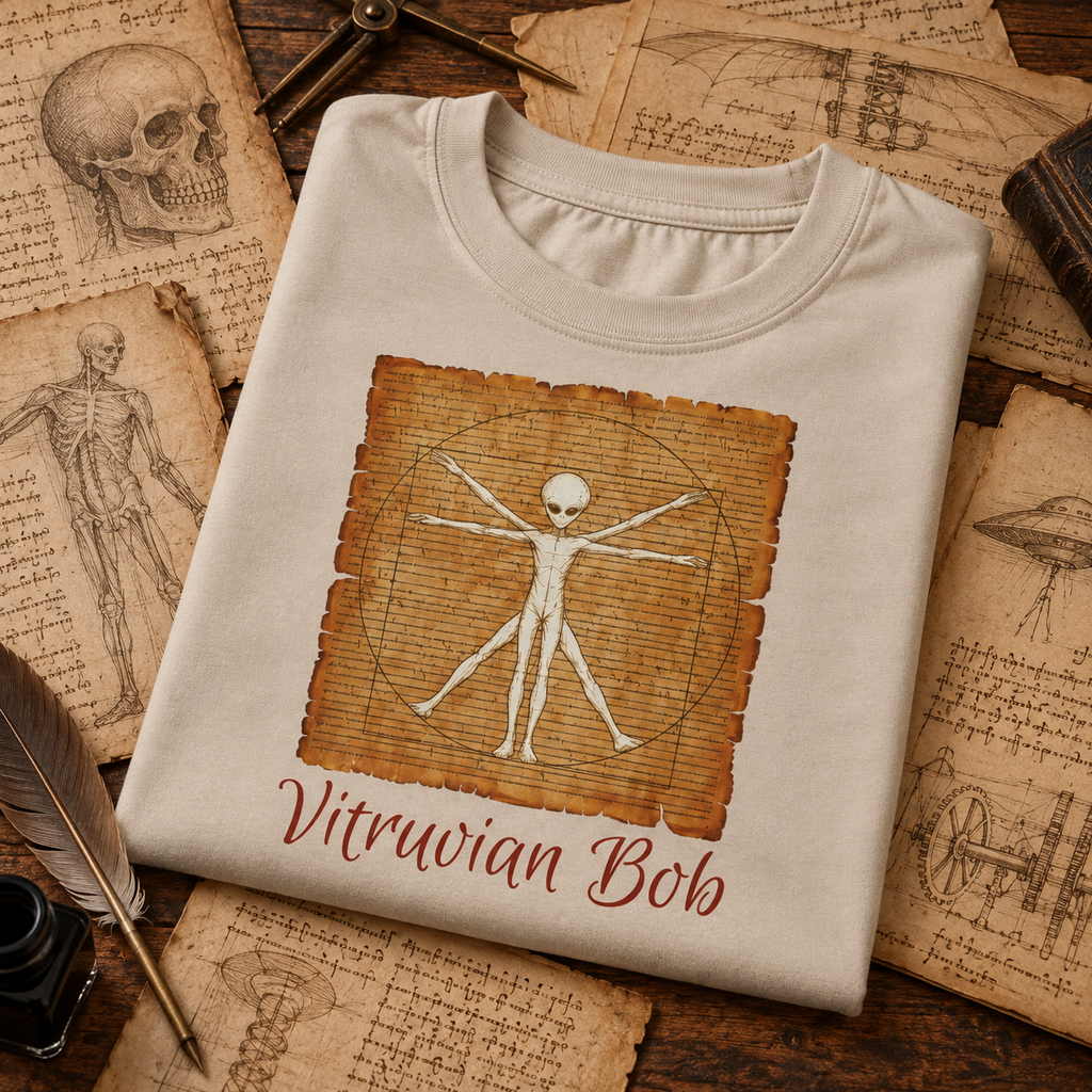 WeirdCreepyDesigns Vitruvian Bob Alien Graphic T-Shirt – Unisex