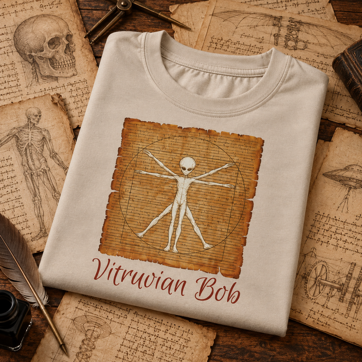 WeirdCreepyDesigns Vitruvian Bob Alien Graphic T-Shirt – Unisex