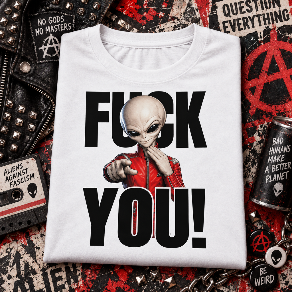 Camiseta gráfica unisex Skinny Bob Says FU! de WeirdCreepyDesigns - ASL
