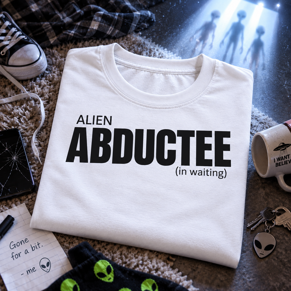 WeirdCreepyDesigns Alien Abductee in Waiting Graphic T-Shirt – Unisex