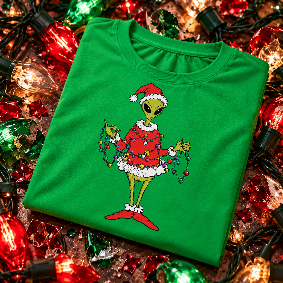 WeirdCreepyDesigns How the Grey Stole Xmas Lights Graphic T-Shirt – Unisex